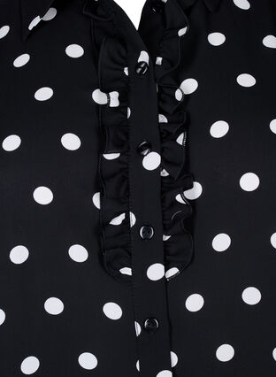 Zizzi Koszula w kropki z falbanka, Black W. White Dot, Packshot image number 2