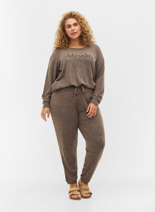 Zizzi Loose trousers in a viscose blend, Falcon Melange, Model image number 0