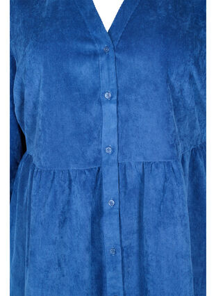 Zizzi Velvet dress with 3/4-length sleeves and buttons, Estate Blue, Packshot image number 2