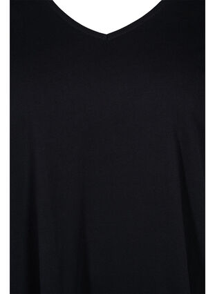 Zizzi Short-sleeved cotton dress with a-shape, Black, Packshot image number 2