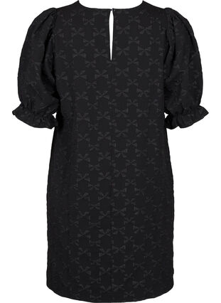 Zizzi Krótka zakardowa sukienka z kokardkami, Black W. Bow, Packshot image number 1