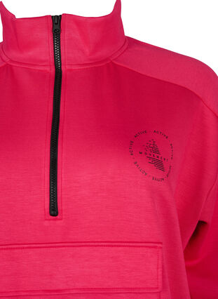 Zizzi Long sweatshirt with pocket and zipper, Jazzy, Packshot image number 2