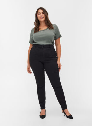 Zizzi Super high-waisted Bea jeans, Black, Model image number 0