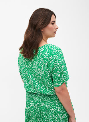 Zizzi FLASH – bluzka z wiskozy z krótkim rekawem i nadrukiem, Bright Green Wh.AOP, Model image number 1