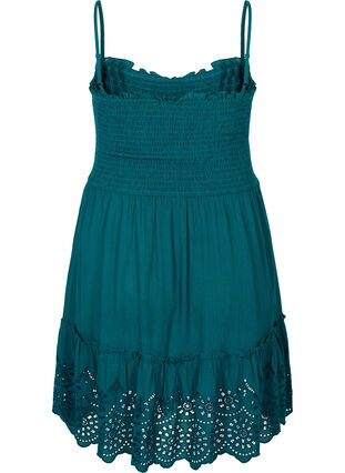 Zizzi Viscose smock beach dress with embroidery anglaise, Deep Teal, Packshot image number 1