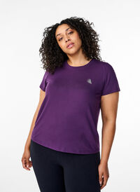 T-shirt treningowy o dopasowanym kroju z okraglym dekoltem, Purple Pennant, Model