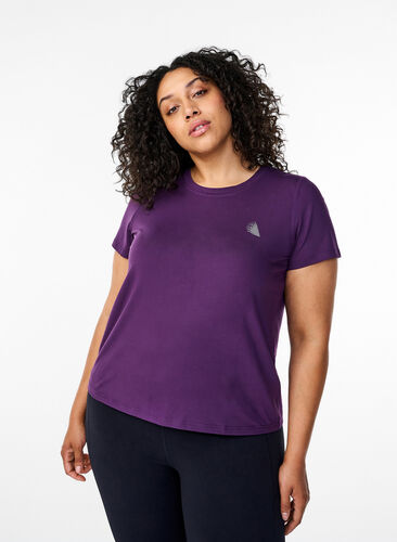 Zizzi T-shirt treningowy o dopasowanym kroju z okraglym dekoltem, Purple Pennant, Model image number 0