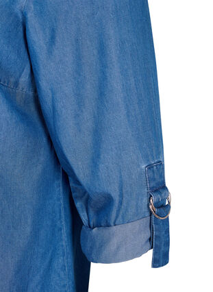 Zizzi Shirt with 3/4 sleeves and round neckline, Medium Blue Denim, Packshot image number 2