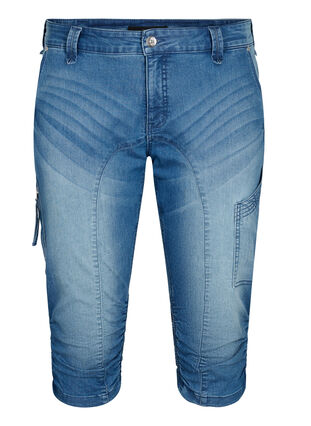 Zizzi Waskie jeansy capri z kieszeniami, Light blue denim, Packshot image number 0