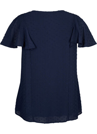 Bluzka z faktura w kropki i krótkimi rekawami, Navy Blazer, Packshot image number 1