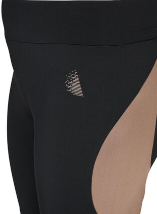 Zizzi Tight fitted training shorts, Black w. Deep Taupe, Packshot image number 3