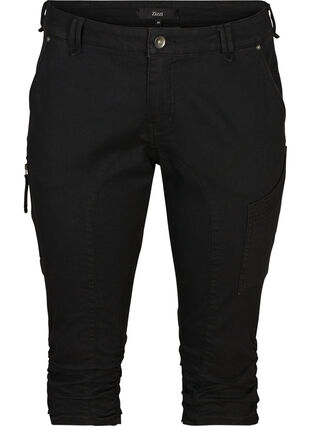 Zizzi Waskie jeansy capri z kieszeniami, Black, Packshot image number 0