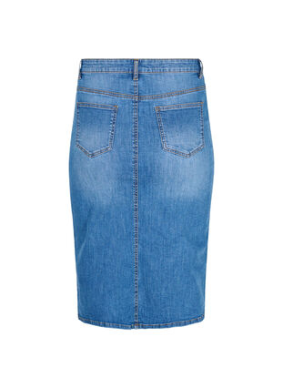 Zizzi Cotton denim midi skirt, Blue denim, Packshot image number 1