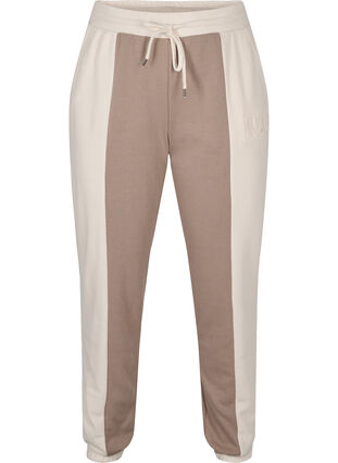 Zizzi Colour-block sweatpants, Timber Wolf/Birch, Packshot image number 0