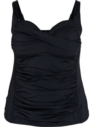 Zizzi Tankini z drapowanym przodem, Black, Packshot image number 0