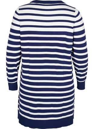 Zizzi Knitted dress with long sleeves, Peacoat W. Stripes, Packshot image number 1