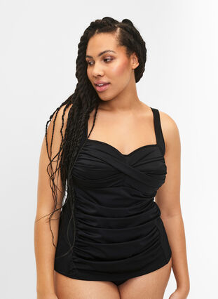 Drapowane tankini, Black, Model image number 0