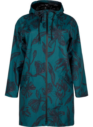 Zizzi Kurtka przeciwdeszczowa z nadrukiem, Deep Teal Black, Packshot image number 0