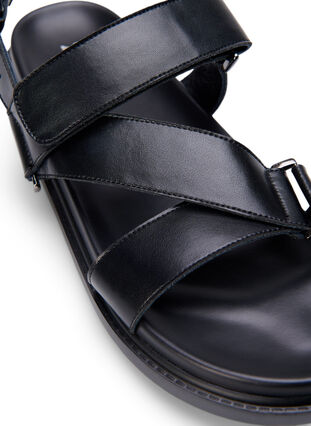 Zizzi Szerokie skórzane sandaly z regulowanymi paskami, Black, Packshot image number 3