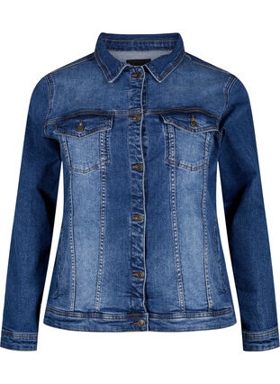 Zizzi Krótka bawelniana kurtka jeansowa, Blue denim, Packshot image number 0