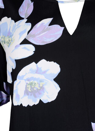 Zizzi Wiskozowa bluzka z krótkim rekawem i nadrukiem, Black Big Flower AOP, Packshot image number 2