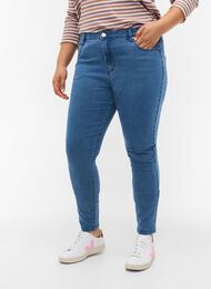 Bardzo waskie jeansy Amy z wysokim stanem, Light blue, Model