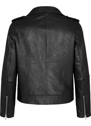 Zizzi Skórzana kurtka typu biker z kieszeniami, Black, Packshot image number 1