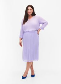 Plisowana spódnica midi, Lavender SOLID, Model