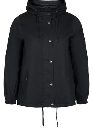 Zizzi Parka jacket with hood and welt pockets, Black, Packshot image number 0