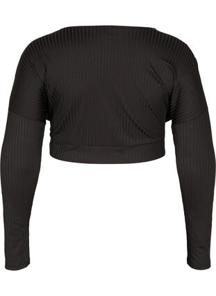 Zizzi Crop top with long sleeves, Black, Packshot image number 1