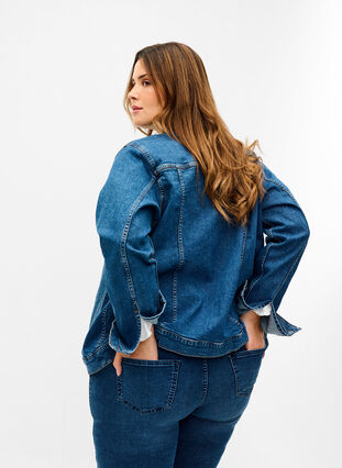 Zizzi Krótka bawelniana kurtka jeansowa, Blue denim, Model image number 1