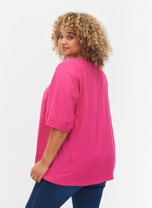 Zizzi Balloon sleeve blouse, Fuchsia Purple, Model image number 1