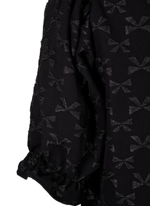 Zizzi Zakardowa bluzka z krótkim rekawem i kokardkami, Black W. Bow, Packshot image number 3