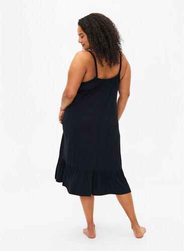 Zizzi Wiskozowa sukienka plazowa z plecionymi ramiaczkami, Black, Model image number 1