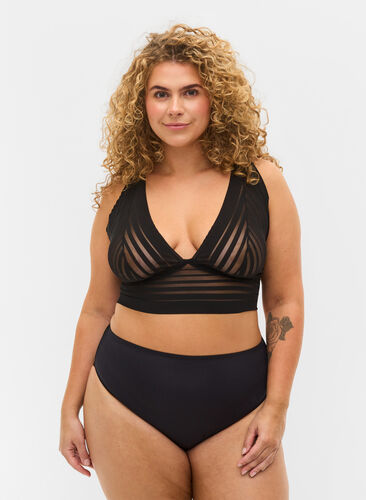 Zizzi Regular rise briefs with mesh, Black, Model image number 0