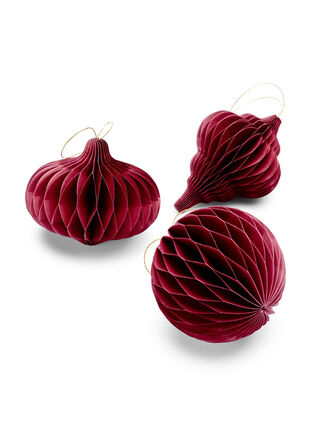 Zizzi 3-pack of Christmas decorations with magnetic closure, Wine Red, Packshot image number 1