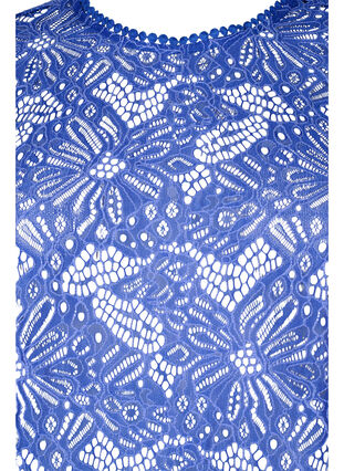 Zizzi Koronkowa bluzka z okraglym dekoltem i dlugimi rekawami, Dazzling Blue, Packshot image number 2