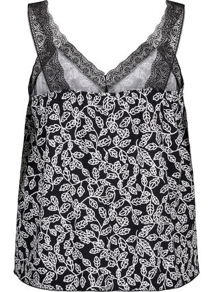 Zizzi Koronkowy top z wiskozy, Black w. Wh.Leaf AOP, Packshot image number 1