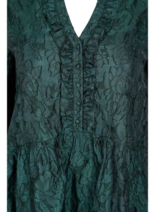 Zizzi Jacquard A-line dress with ruffles, Scarab, Packshot image number 2