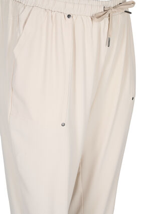 Zizzi Trousers with pockets and elasticated trim, Warm Sand, Packshot image number 2