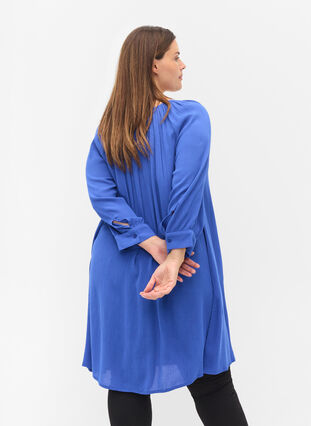 Zizzi Viscose tunic with 3/4 sleeves, Dazzling Blue, Model image number 1