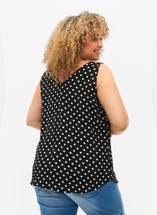 Zizzi Top w kwiaty z dekoltem w serek, Black Dot, Model image number 1