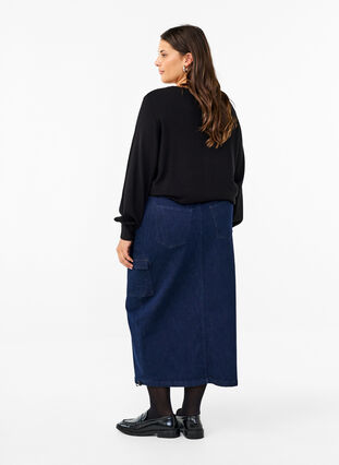 Zizzi Spódnica maxi z dzinsu, Dark Blue Denim, Model image number 1