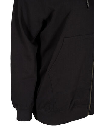 Zizzi Sweat cardigan with hood and pocket, Black, Packshot image number 3