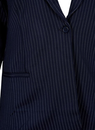 Zizzi Pinstripe blazer with button closure, Navy Stripe, Packshot image number 2