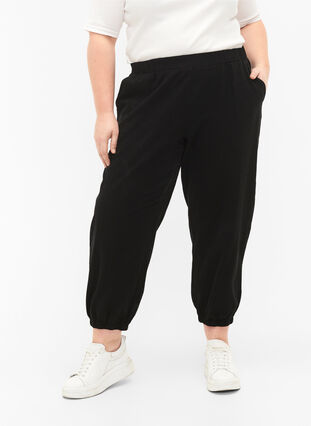 Zizzi Cropped trousers in cotton, Black, Model image number 2