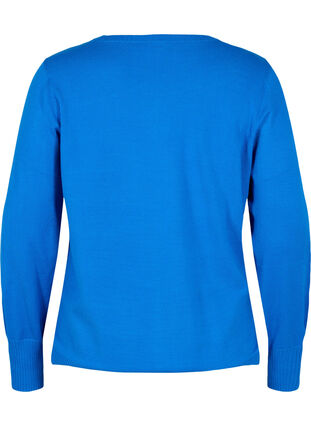 Zizzi Plain coloured knitted jumper with rib details, Skydiver Mel., Packshot image number 1