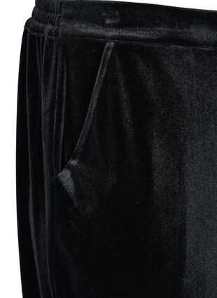 Zizzi Loose trousers in velour, Black, Packshot image number 2