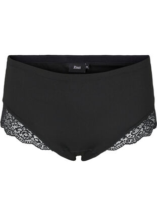 Zizzi Light shapewear knickers with lace trim, Black, Packshot image number 0