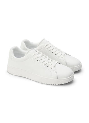 Zizzi Skórzane buty sportowe o szerokim kroju, White, Packshot image number 3